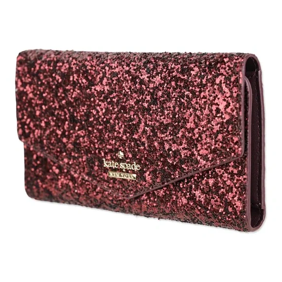 Kate Spade Laurel Way Glitter iPhone Wristlet Wallet Deep Plum Burgundy - Picture 10 of 10